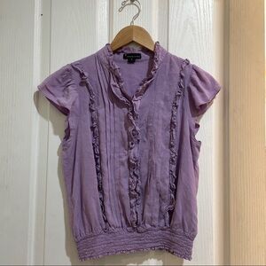 LILAC Purple Ruffle Blouse Summer Top Forever 21 Size Medium / Small EUC